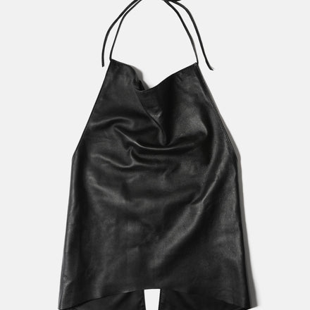 Becoming: Leather Halter Top Black