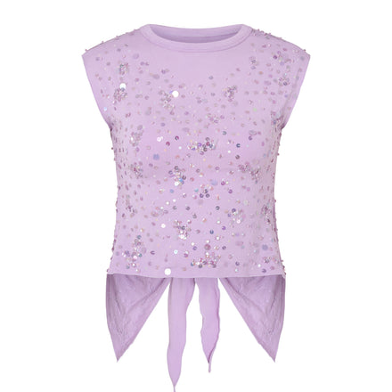 Sequin Cut Out Tee Lilac